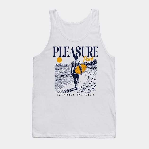 Vintage Surfing Pleasure Point Santa Cruz, California // Retro Surfer Sketch // Surfer's Paradise Tank Top by Now Boarding